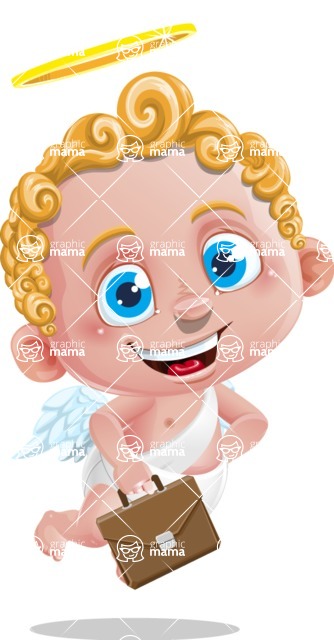 Cupid Cartoon Character - Cartoon Cupid with a Briefcase